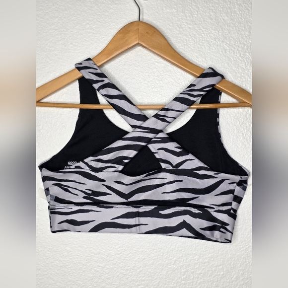 Good American Zebra print sports bra, black and silver - Picture 3 of 8